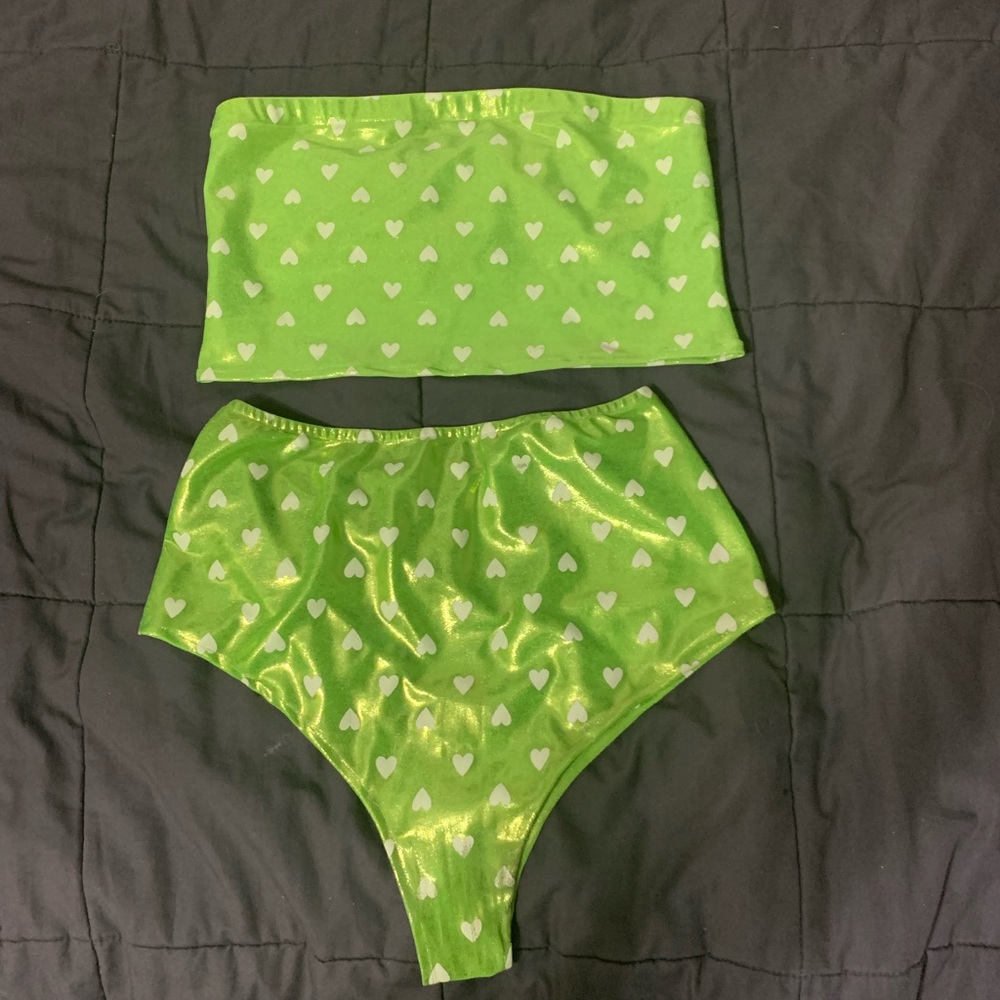Custom made tube top set lime green